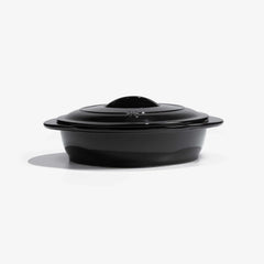 Xtrema professional black ceramic covered casserole dish on a white background