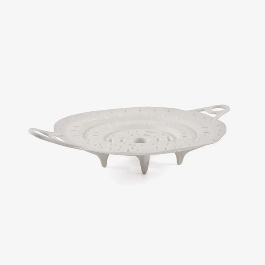 Xtrema white pure ceramic steamer insert with perforated base and integrated handles