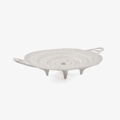 Xtrema white pure ceramic steamer insert with perforated base and integrated handles
