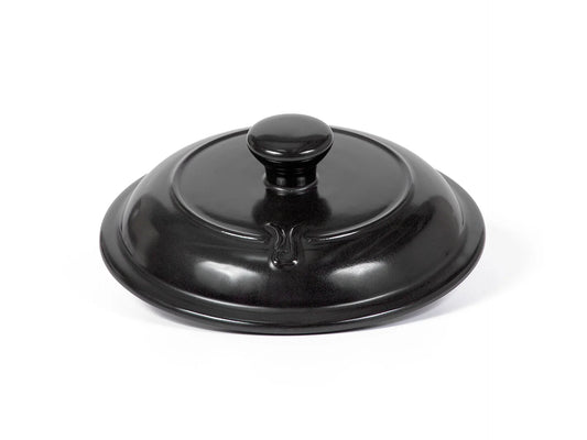 Xtrema black pure ceramic lid with a round knob and glossy finish.