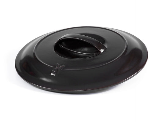A sleek, dark brown Xtrema pure ceramic cookware lid with a central handle.