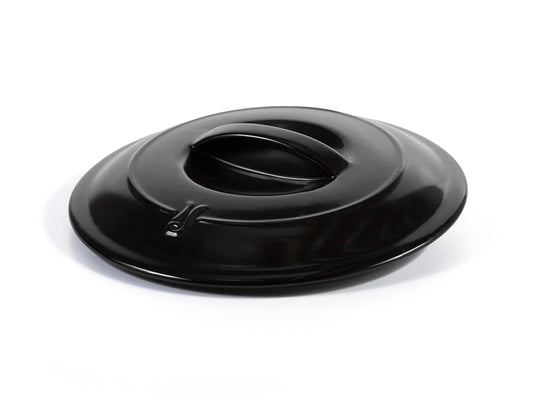 Xtrema black pure ceramic cookware lid with integrated handle on a white background