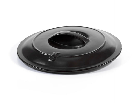 Xtrema black pure ceramic lid with integrated handle on a white background