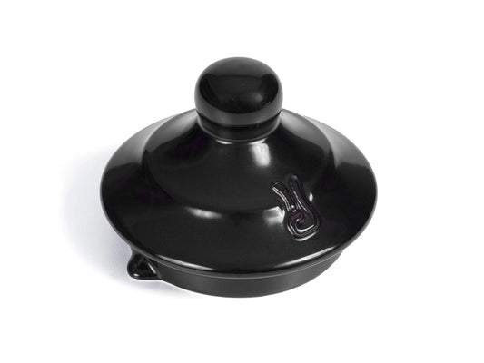 Professional black Xtrema pure ceramic cookware lid with a round knob and embossed logo.