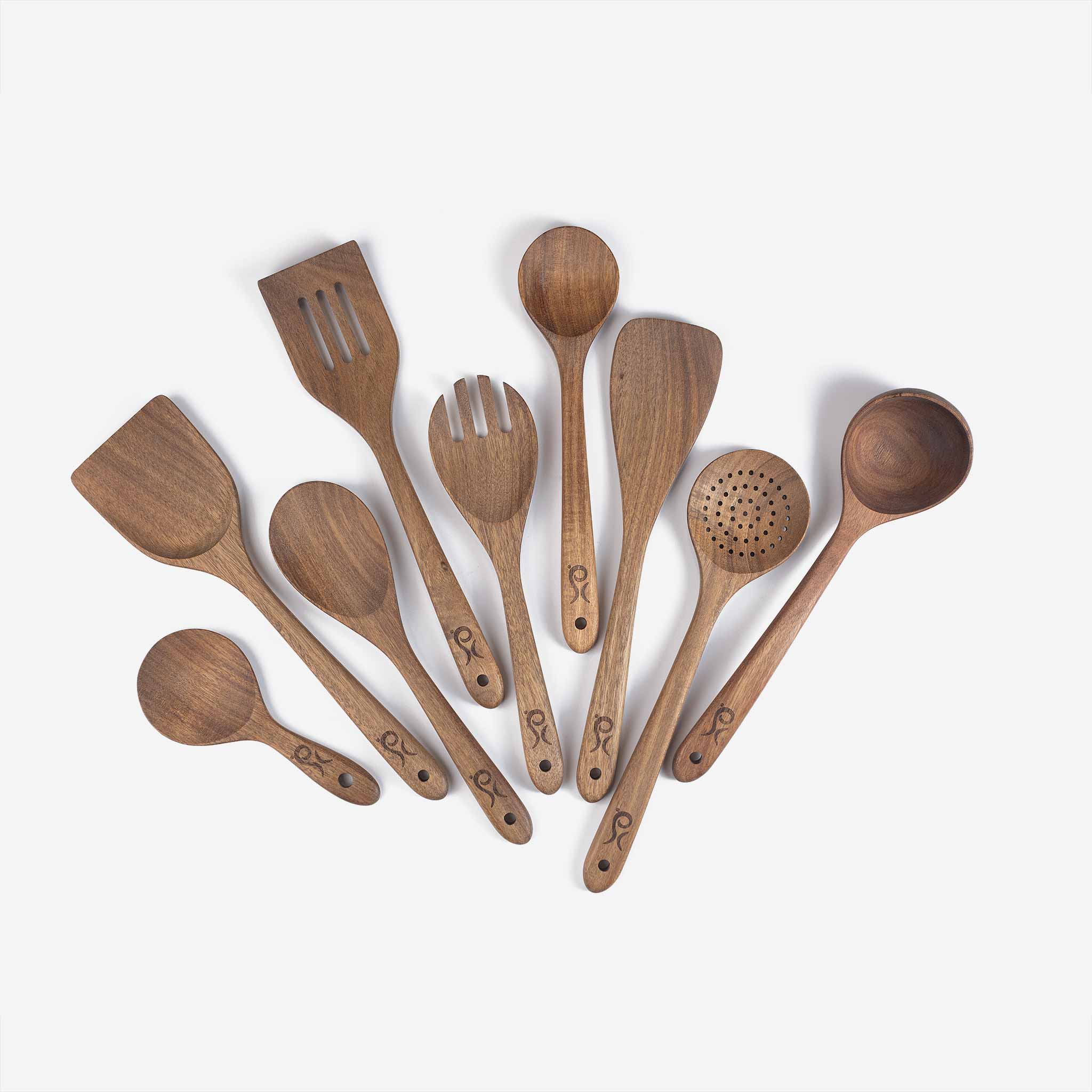 Acacia Wood Utensil Set 10-Piece